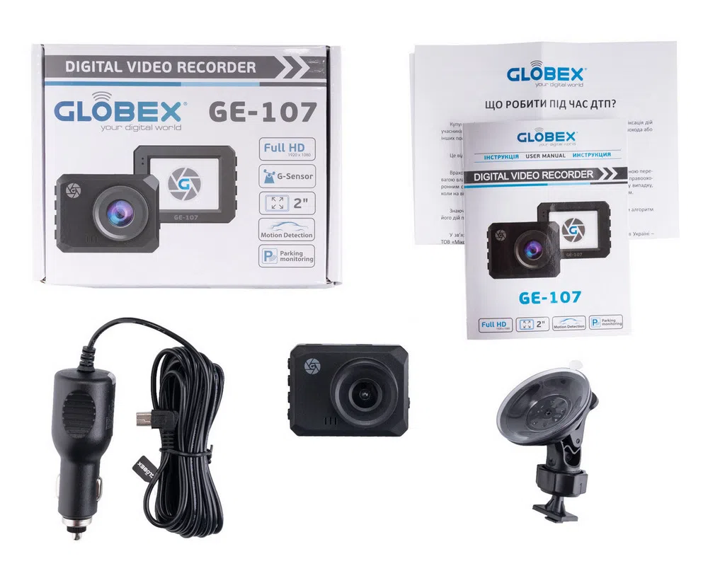 Автомобильный видеорегистратор Globex GE-107, Full-HD 1080P, Чёрный 10
