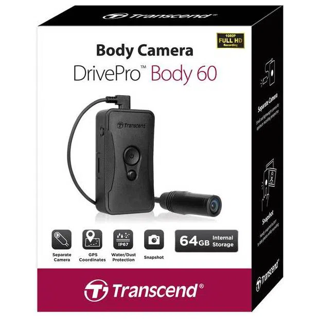 Автомобильный видеорегистратор Transcend DrivePro Body 60, Full-HD 1080P, Чёрный 2