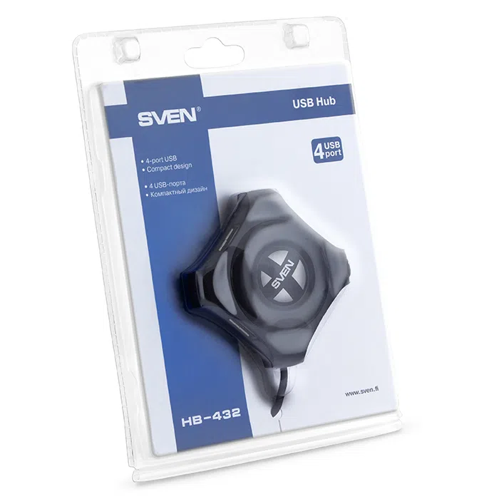 USB 2.0 Hub 4-port SVEN "HB-432", Black
