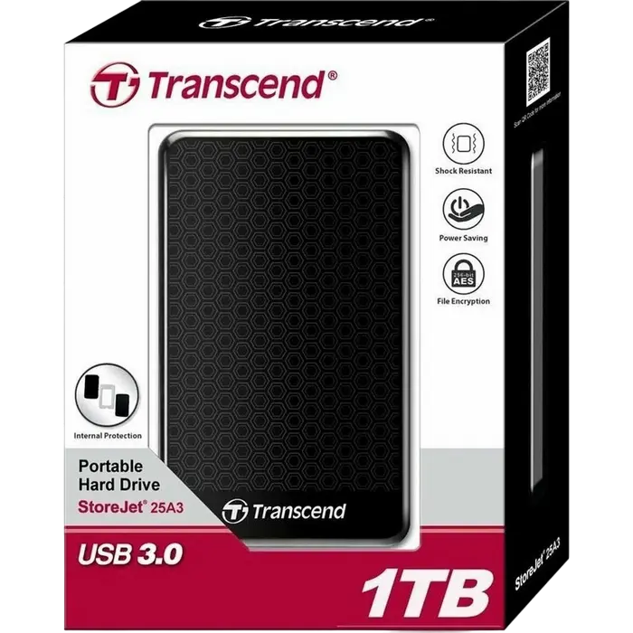 Внешний жесткий диск Transcend StoreJet 25A3, 1 TB, Черный 3