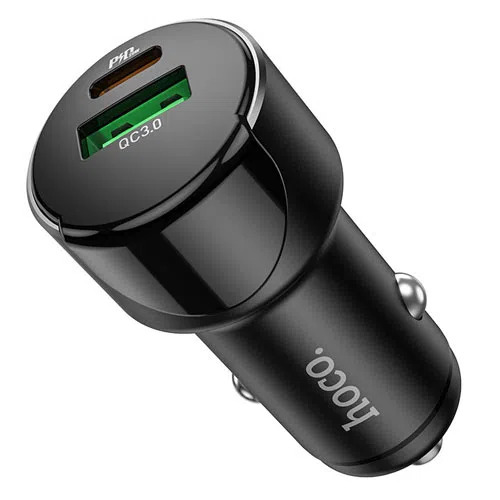 HOCO Z42 Light road dual port digital display PD20W+QC3.0 car charger Black 2