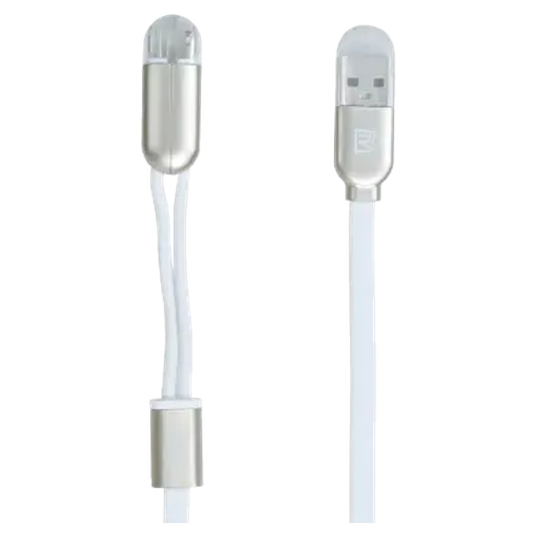 Кабель Remax RC-025t, USB-A to Micro-USB/Lightning, 1 м, Белый