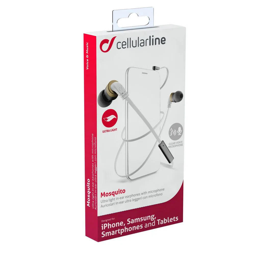 Căști pentru telefoane mobile Cellularline Mosquito, Cu fir, Alb 5