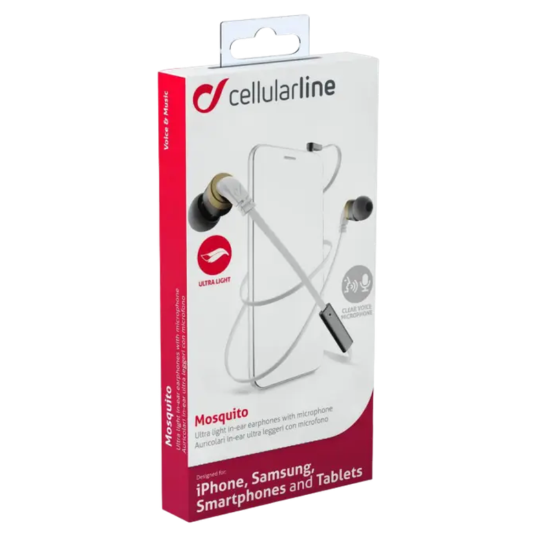 Căști pentru telefoane mobile Cellularline Mosquito, Cu fir, Alb 6
