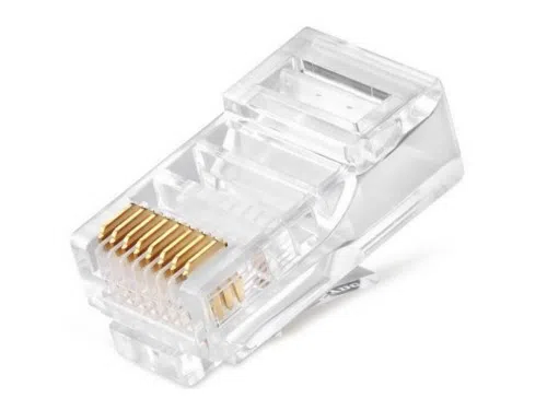 RJ45 Modular Plug  LC-8P8C-001/50, Modular plug 8P8C for solid LAN cable, 30u" gold plated, 50 pcs/bag