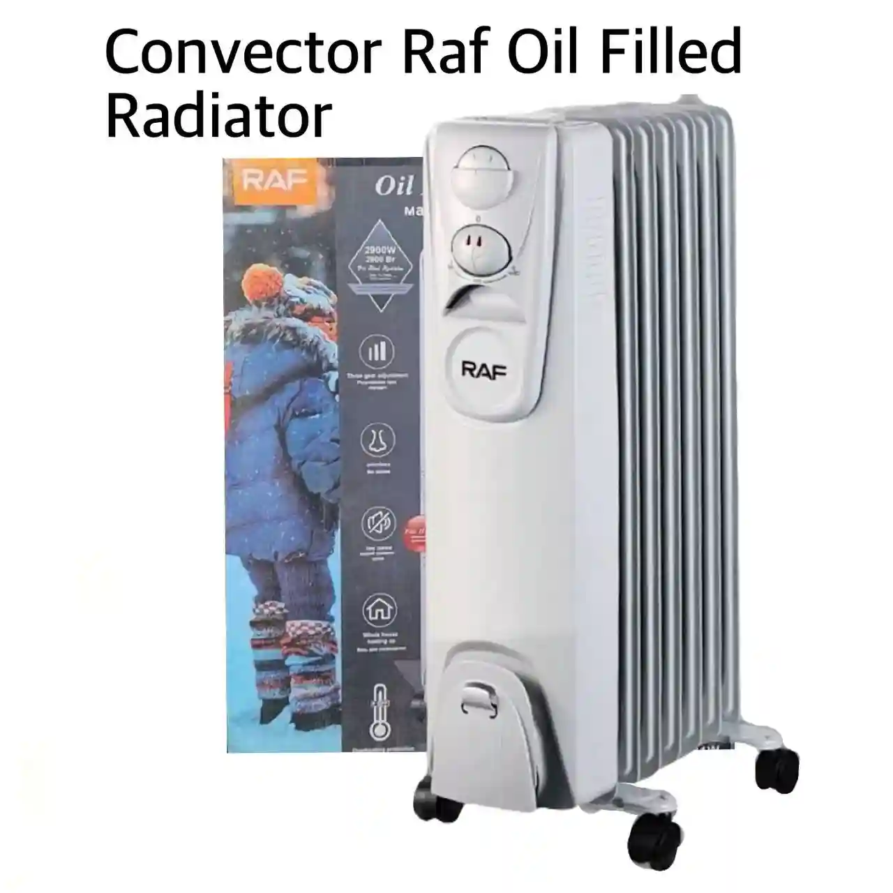 Raf Oil Radiator + Turbo Fan R.0929W, 9 Sections, 2400W, White