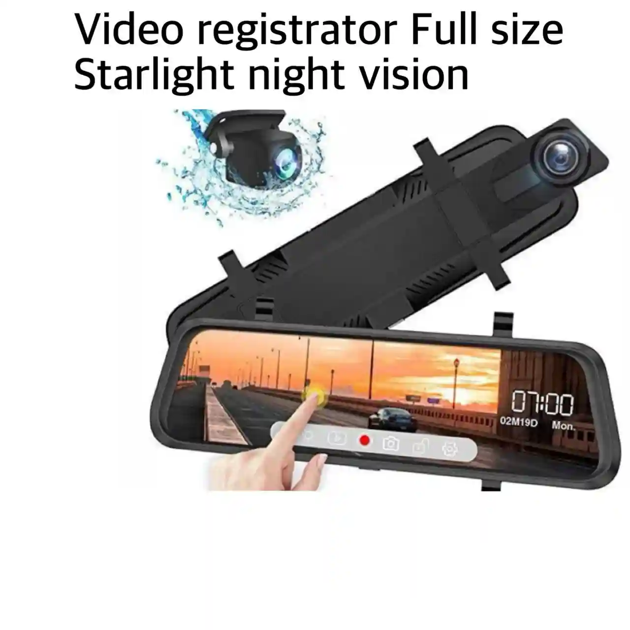 DVR Full-Screen Streaming With 2.5D Front And Rear Dual Lenses, Large Wide-Angle Touch Screen Operation, 10-inch Screen, Black