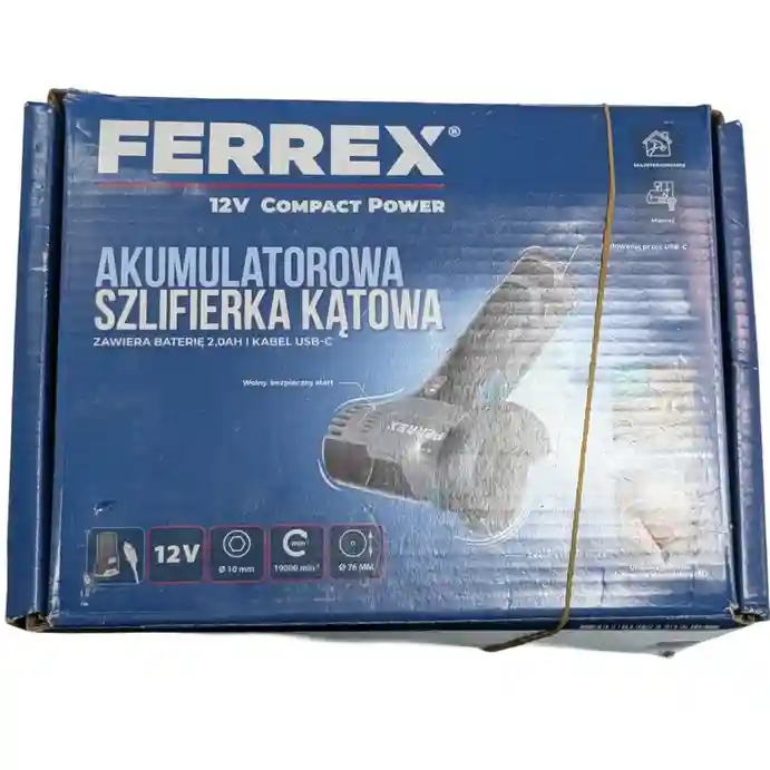 Ferrex 12v Cordless Angle Grinder -Compact Design With Battery+charger