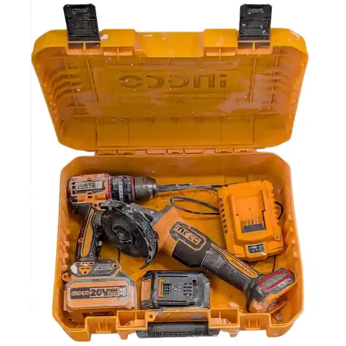 Угловая шлифмашина на аккумуляторах BLmotor 20V/1*4.0Ач 115mm INGCO CAGLI211541 +Шуруповёрт аккумуляторный ударный INGCO CIDLI20668 20В 2Ач