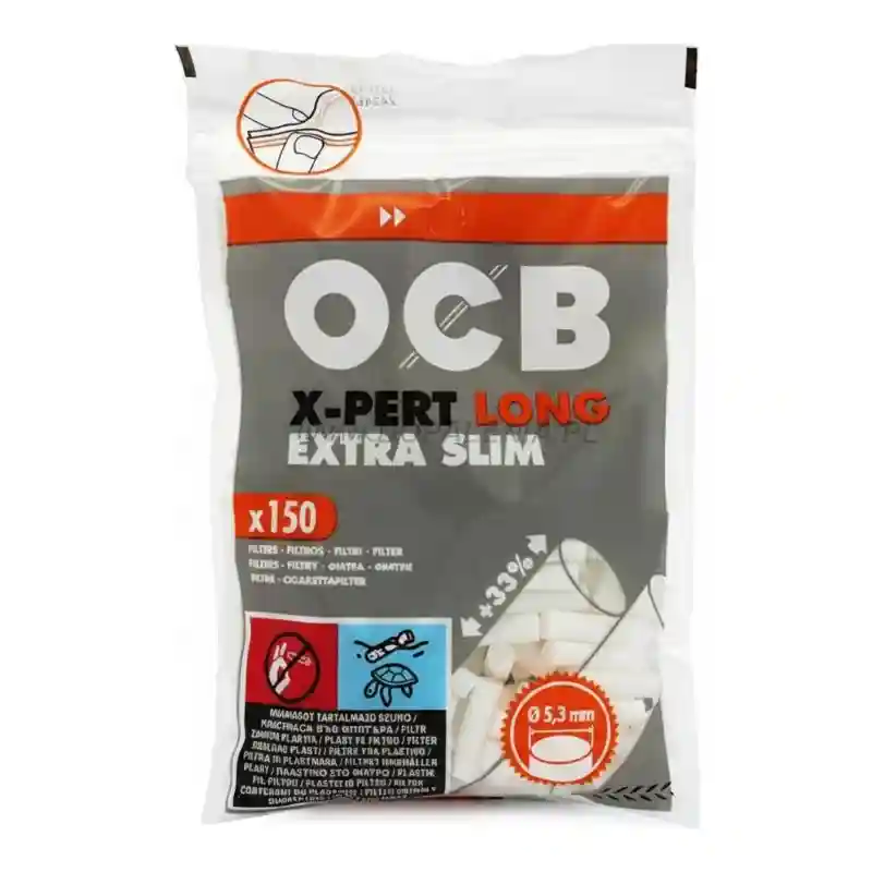 Filtre pentru tigari OCB EXTRA SLIM LONG 20mm, Ø 5,3mm (pachet 150 buc.)