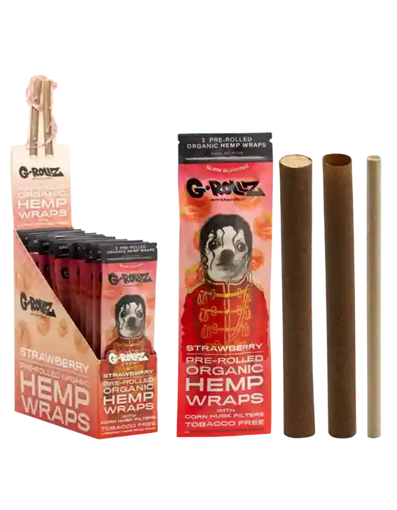 2x Strawberry Flavoured Pre-Rolled Hemp Wraps – ‘Pop