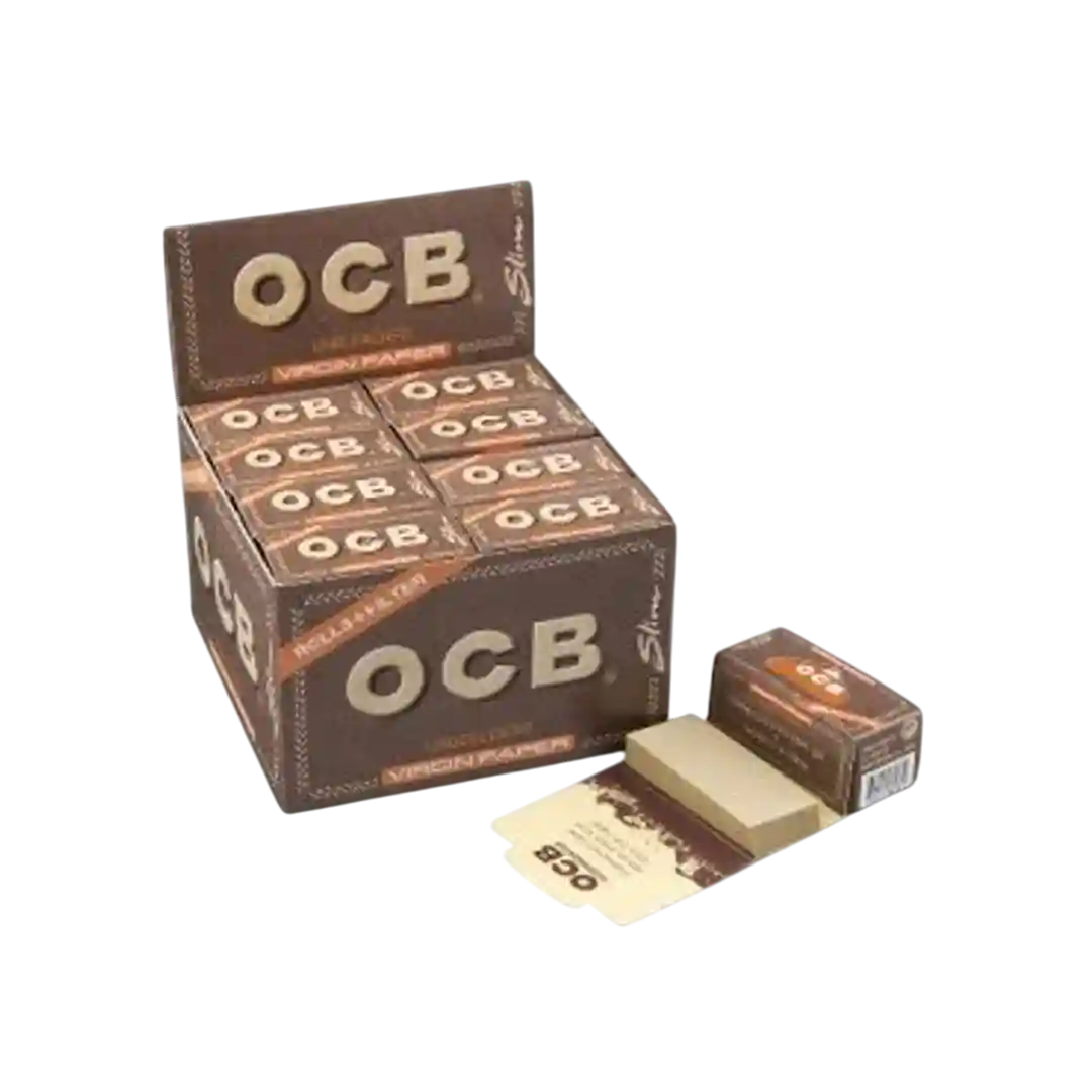 OCB Virgin Rolls SLIM UNBLEACH + hârtie TIPS