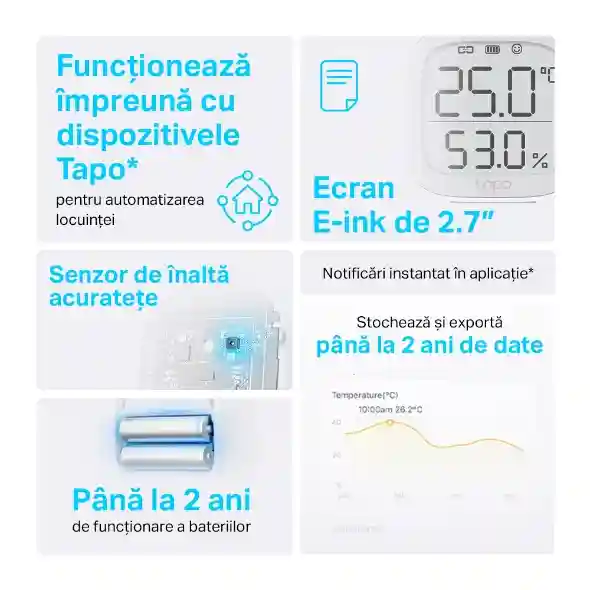 Monitor inteligent de temperatură și umiditate TP-Link Tapo T315