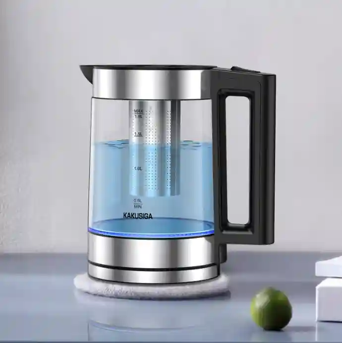 Электрический чайник KAKUSIGA KSC-1507 BIYUAN из высокоборного стекла (ЕС) Серебристый