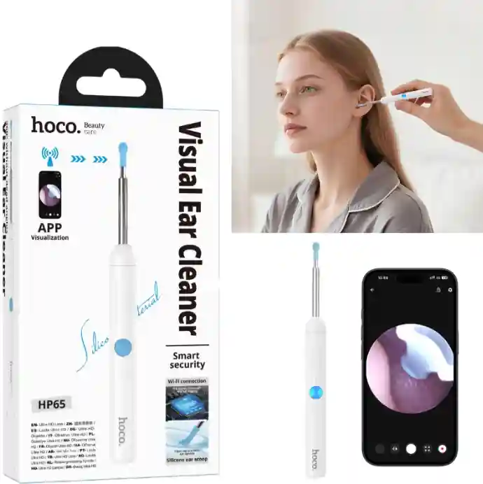 Инструмент для чистки ушей Hoco HP 65 с камерой, белый.