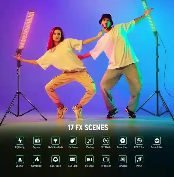Neewer BH20C - kit RGB cu 2 tuburi LED 3