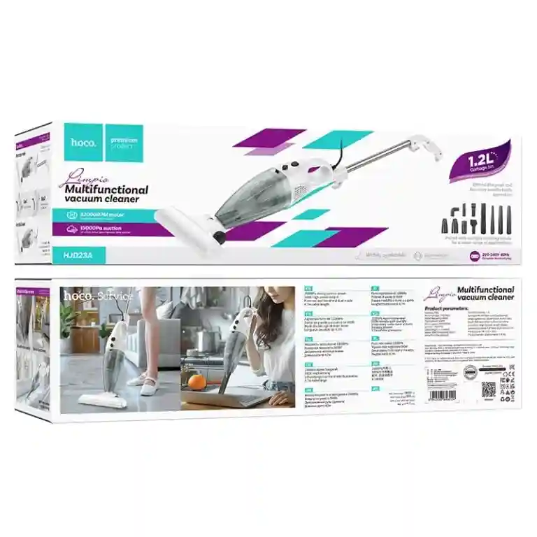 Пылесос HJD23A Limpio 500 Вт, 15000 Па, 1.2 л, Белый – Мощная и удобная уборка каждый день!