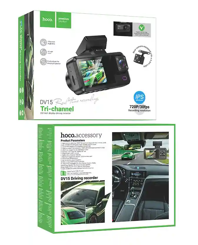 Hoco DV15 Автомобильный видеорегистратор с экраном 2” – черный
-20%
НОВЫЙ