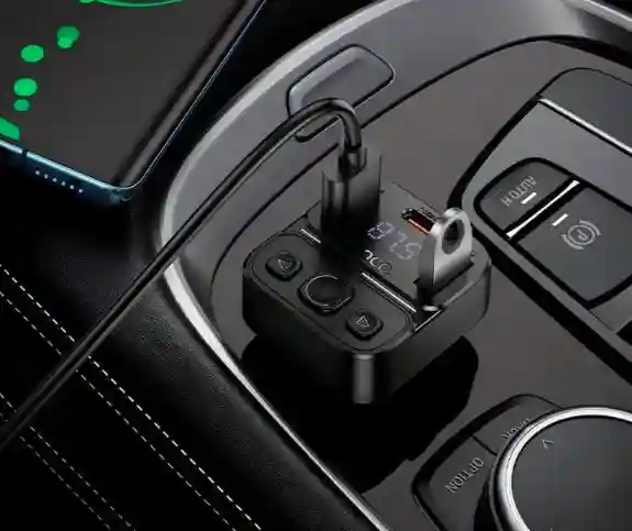 Автомобильный адаптер Hoco E87 Delta 35W(1A1C) car BT FM transmitter black