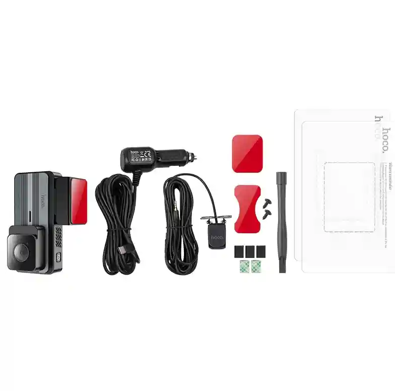 Видеорегистратор Hoco DV12 с дисплеем 2K и GPS (с камерой заднего вида), серебристо-серый