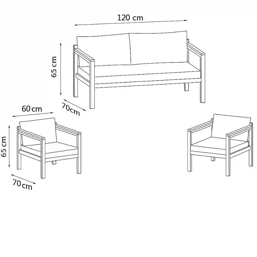 Set de mobilier de grădină MODERN 3 piese Bej