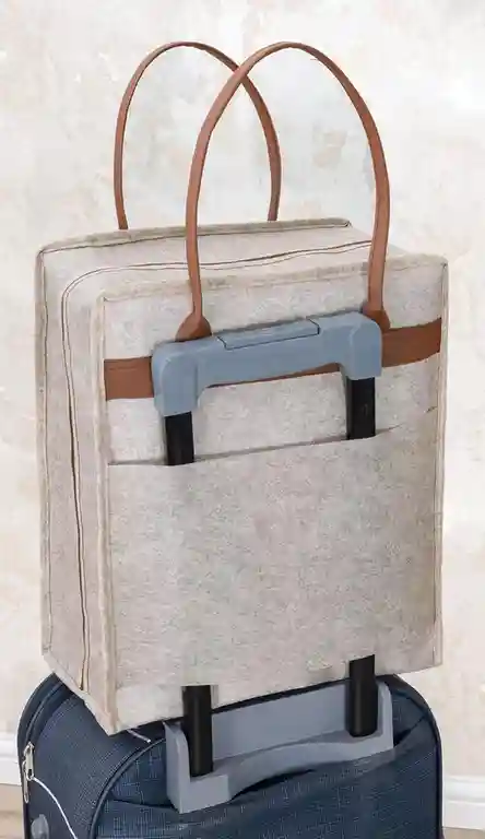 Geantă pentru încălțăminte Felt Styles cu mânere de piele 35X22X40 cm Bej