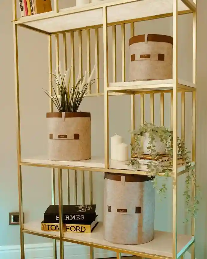 Корзина с кожаным ремнем MEGA 33x25см Бежевый