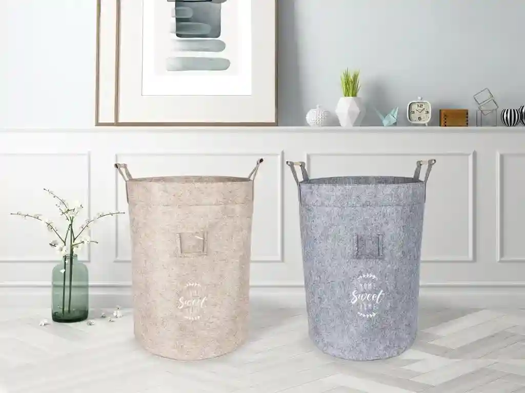 Корзина из фетра с деревянными ручками Бежевый