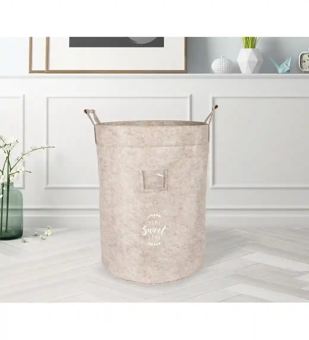 Корзина из фетра с деревянными ручками Бежевый