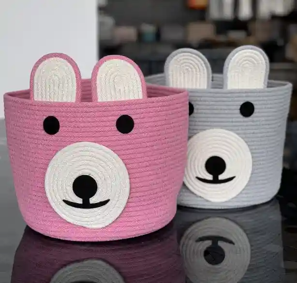 Корзина Teddy Bear овальная из хлопка 25х23 см Серый