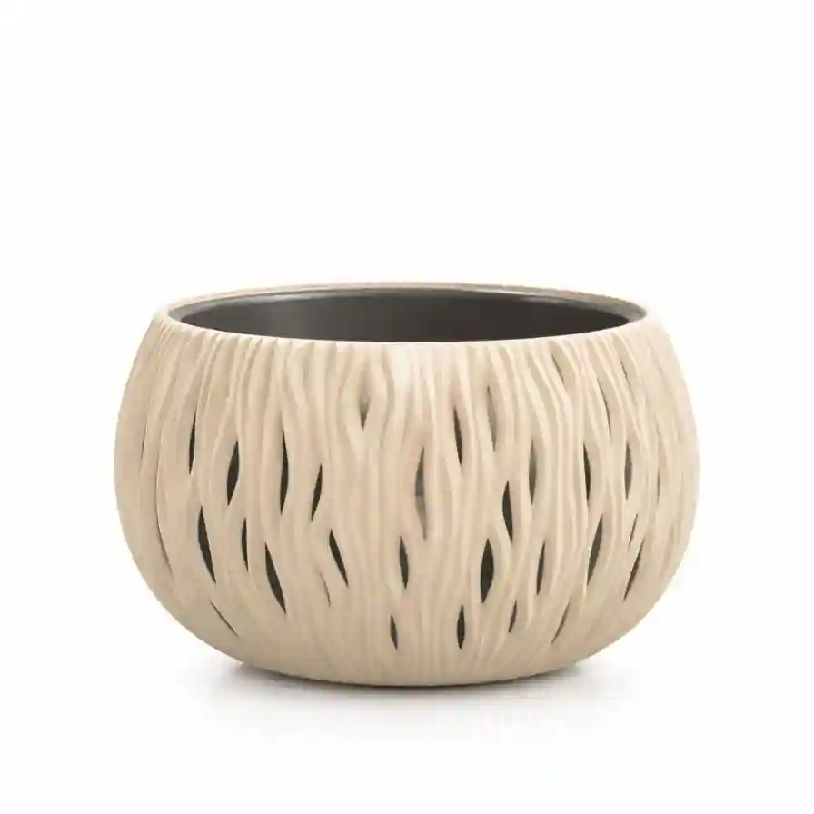 Декоративный круглый горшок с вставкой 20.75L – модель DSK480, кремовый