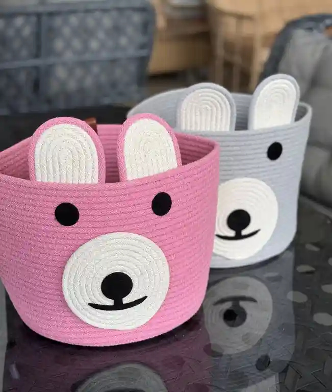 Корзина Teddy Bear овальная из хлопка 25х23 см Розовый