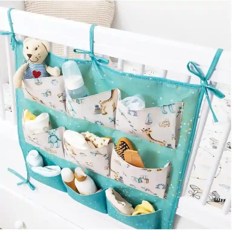 Органайзер с 9 карманами для детской люльки 54х49см Синий