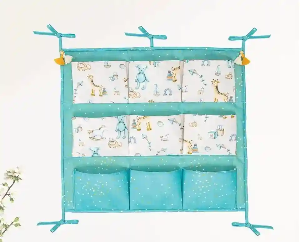 Органайзер с 9 карманами для детской люльки 54х49см Синий