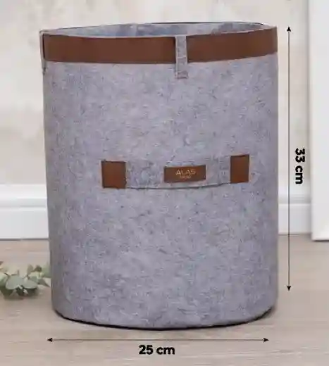 Корзина с кожаным ремнем MEGA 33x25см Серый