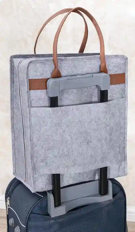 Geantă pentru încălțăminte Felt Styles cu mânere de piele 35X22X40 cm Gri