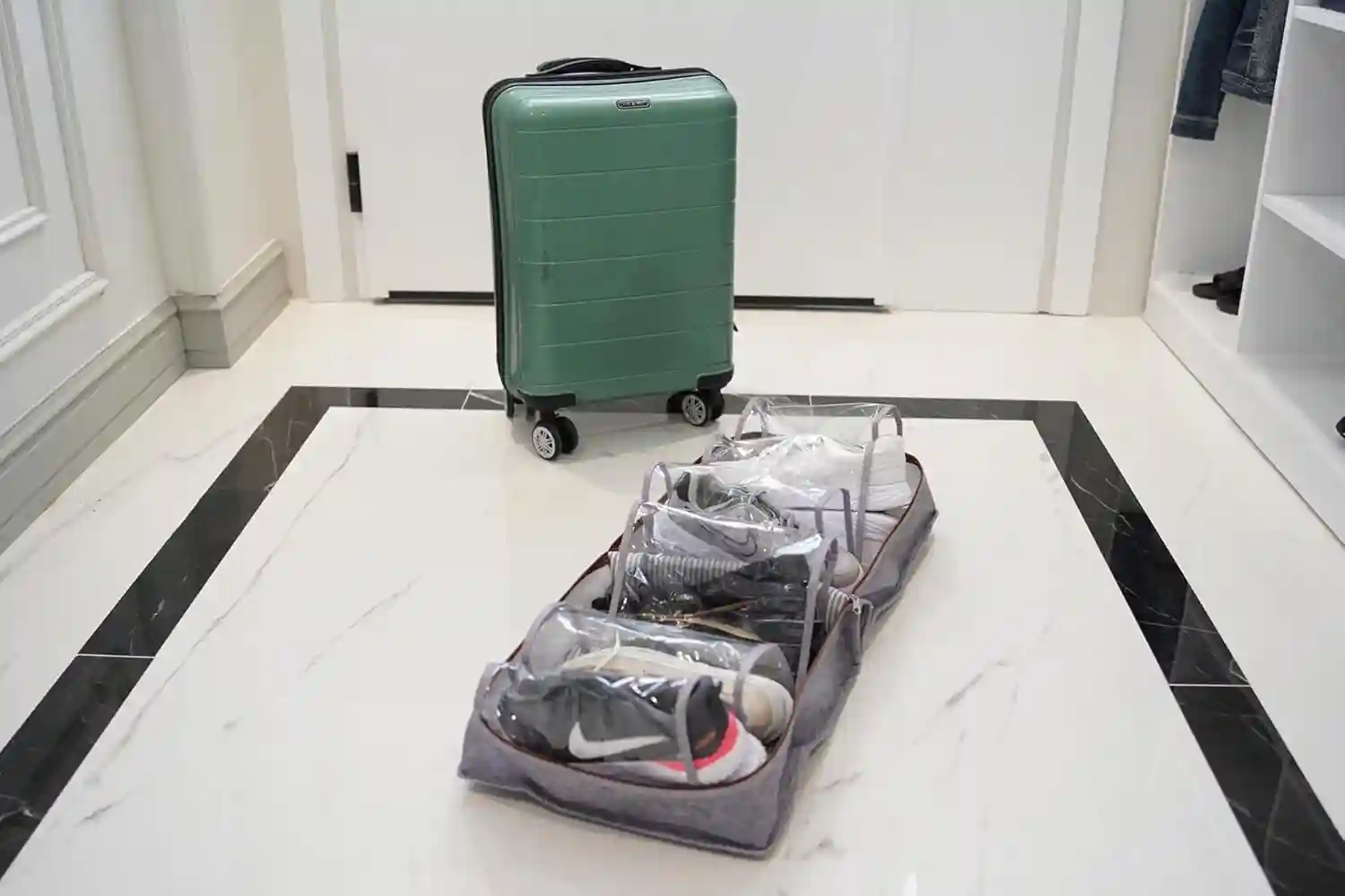 Geantă pentru încălțăminte Felt Styles cu mânere de piele 35X22X40 cm Gri