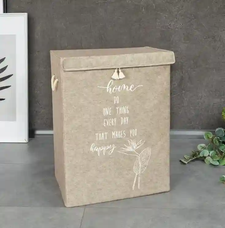 Корзина с крышкой мега 55x41x30 см Бежевый