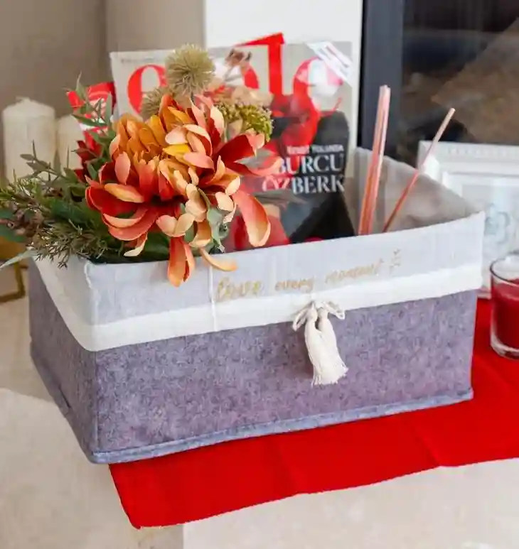 Корзина прямоугольная из фетра – Мега 31x22x16 см Серый