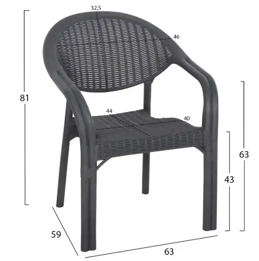 Scaun din plastic BAMBO Antracit