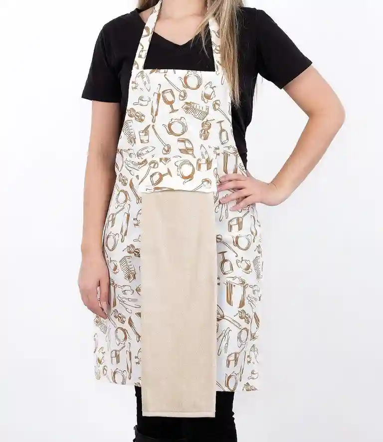 Кухонный фартук Kitchen Beige с кремовым полотенцем