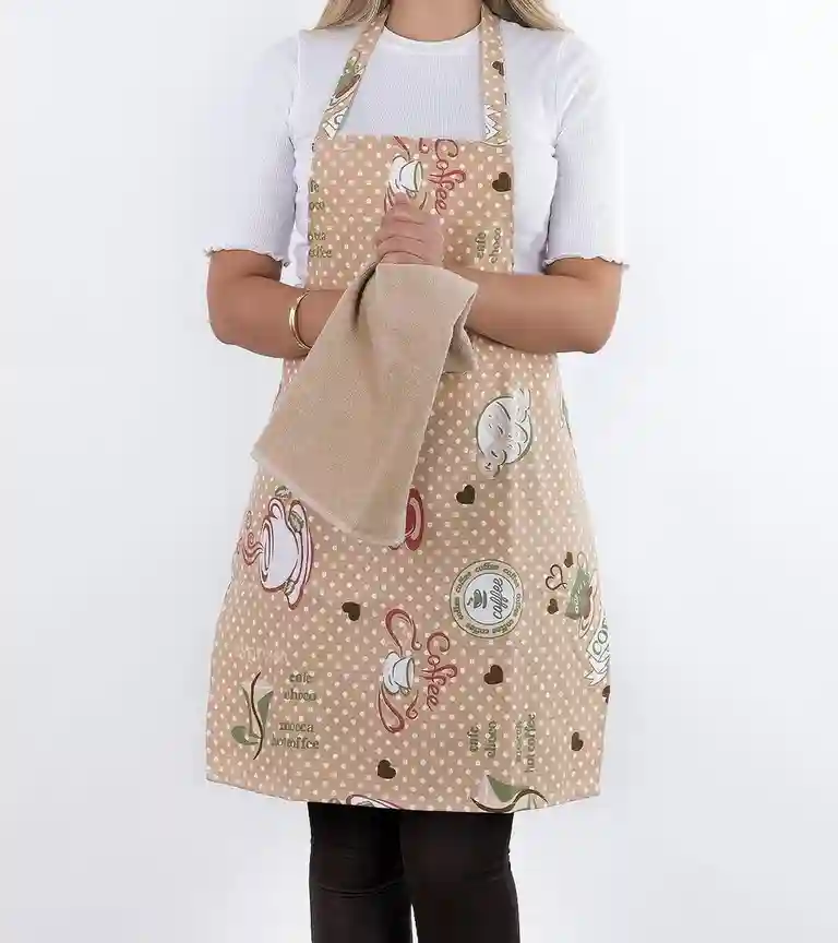 Кухонный фартук Coffee Time с бежевым полотенцем