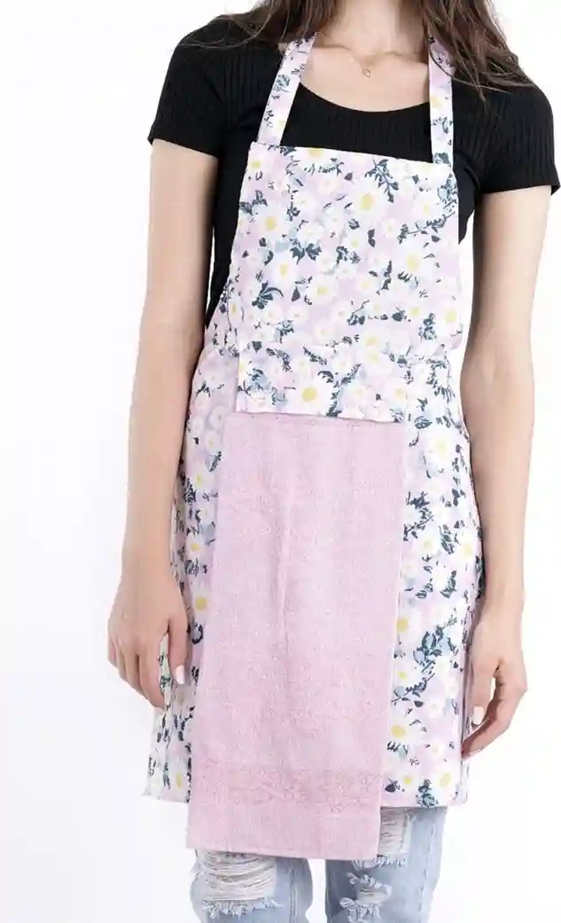 Кухонный фартук Floral Roz с розовым полотенцем