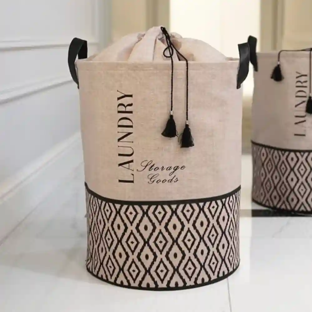 Cos rotund BOHE cu capac cu snur 35x35x50 cm