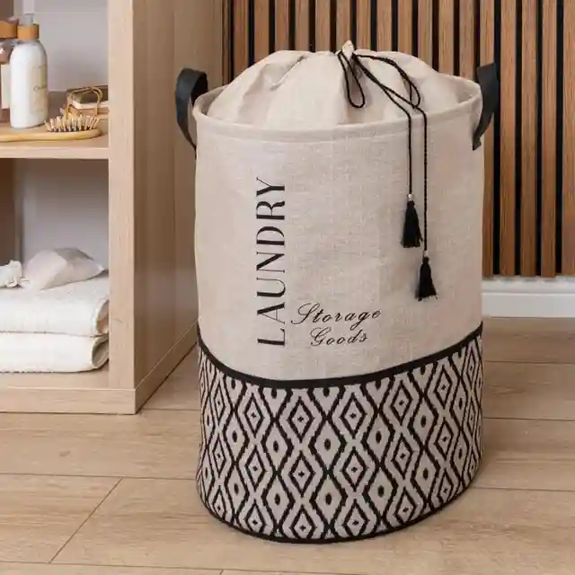 Cos rotund BOHE cu capac cu snur 35x35x50 cm