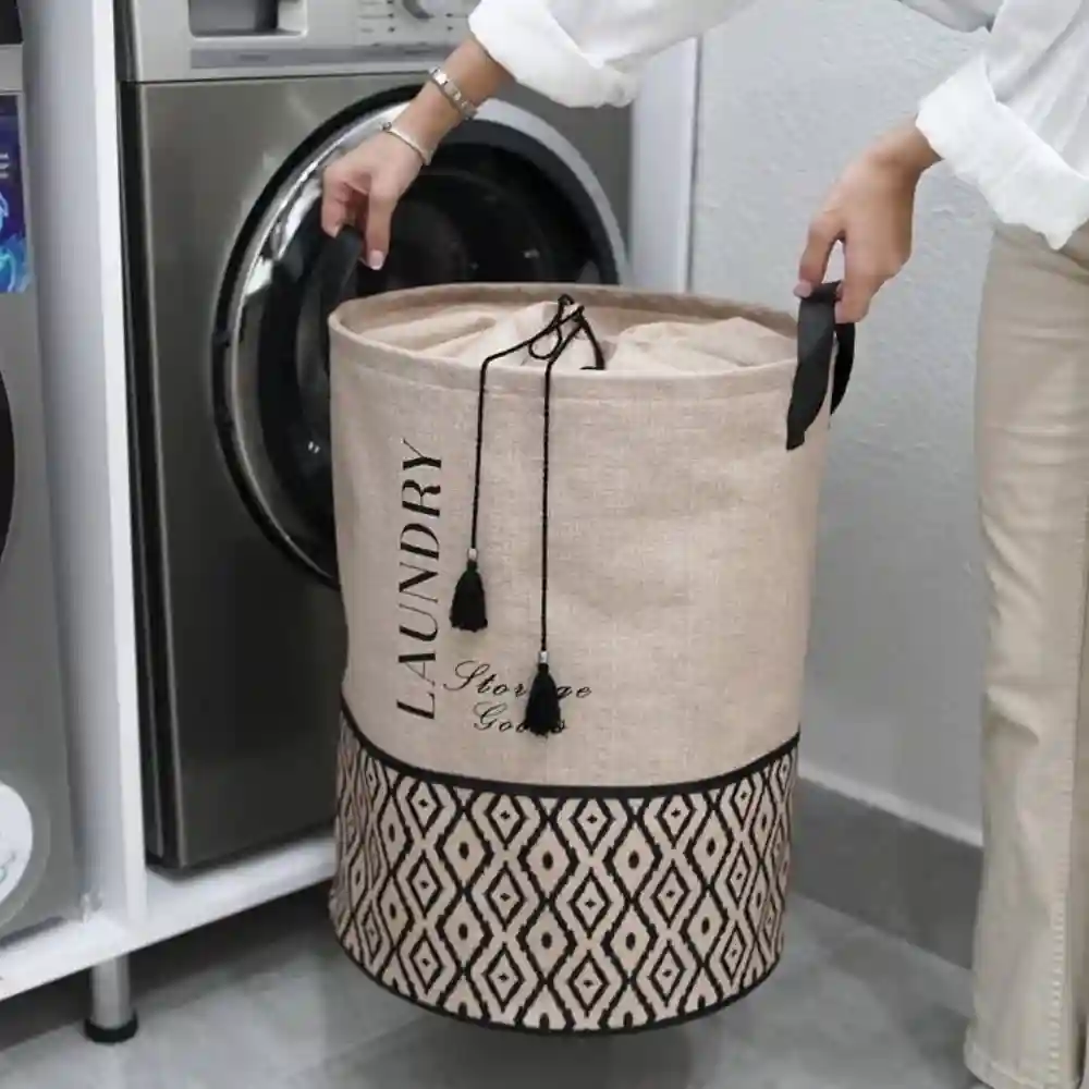 Cos rotund BOHE cu capac cu snur 35x35x50 cm