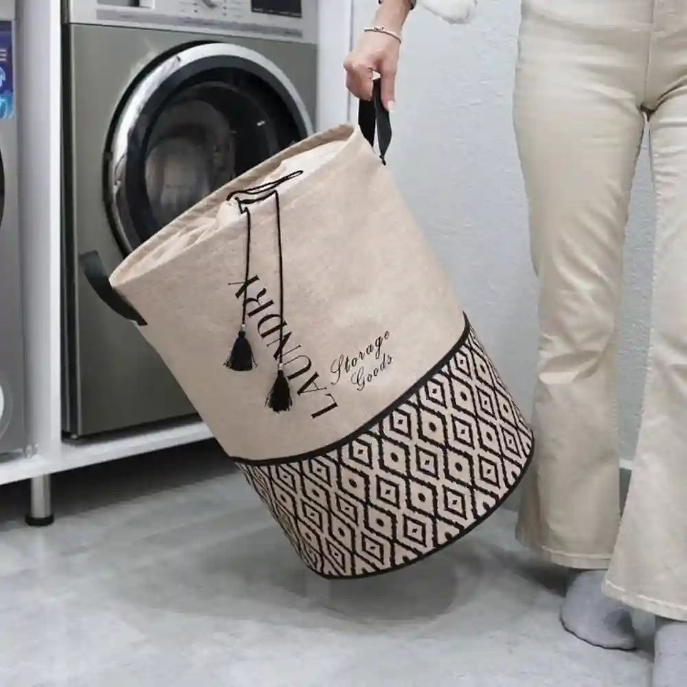 Cos rotund BOHE cu capac cu snur 35x35x50 cm