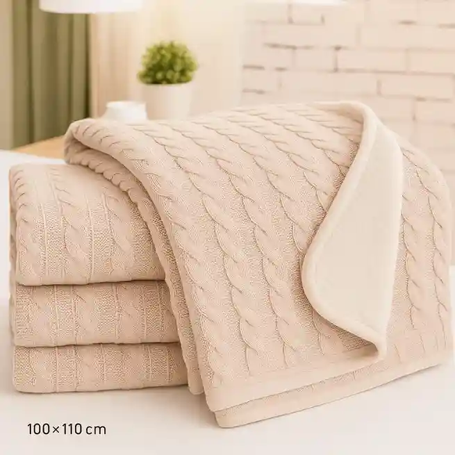 Patura tricotata pentru copii Aren 100×110 cm Cappuccino