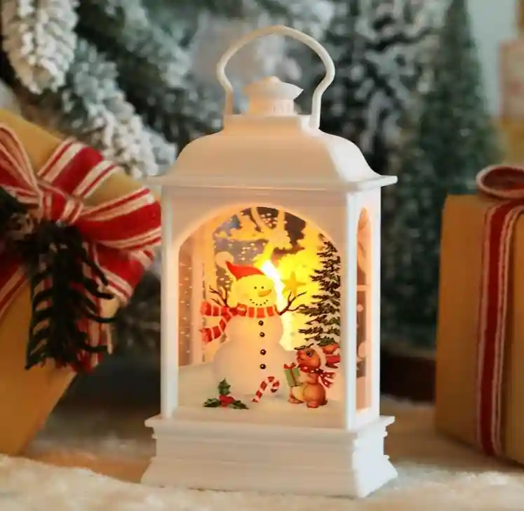 Декоративный фонарь со светом – Снеговик
