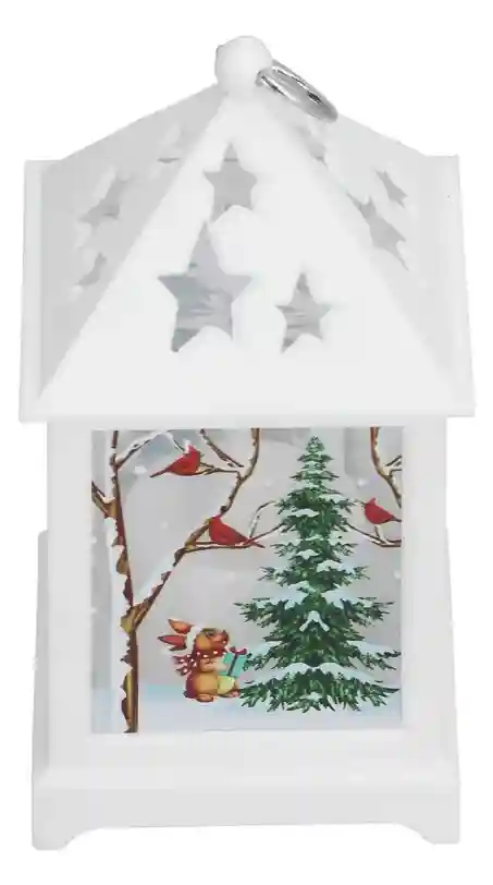 Декоративный рождественский фонарь – Снеговик и ёлочка